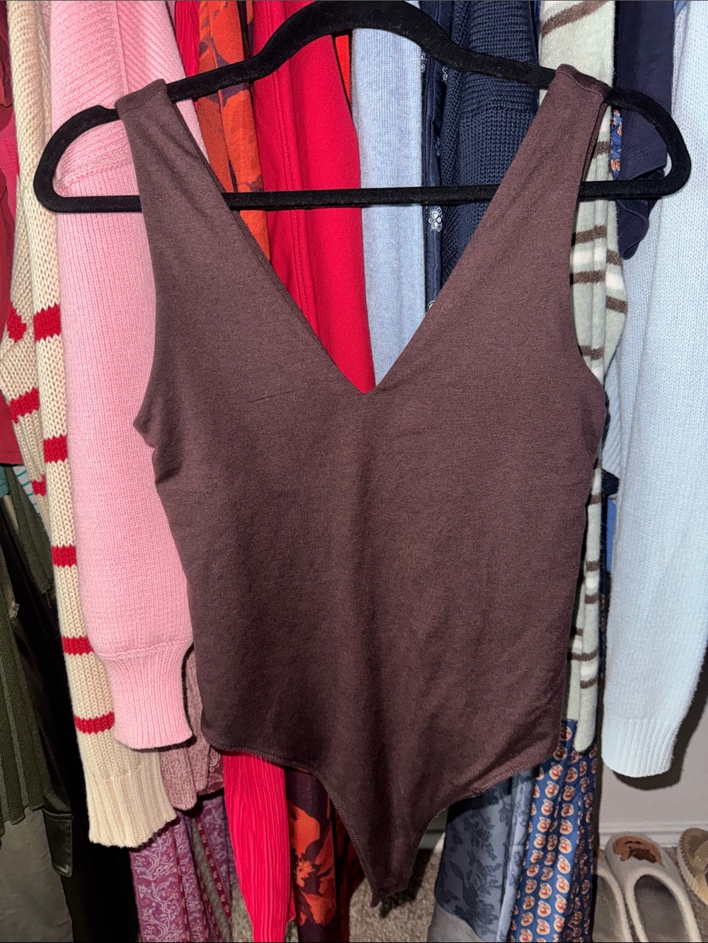 Vuori Brown V-Neck Bodysuit